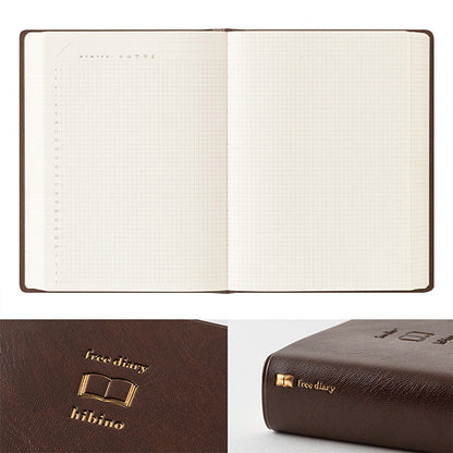 Midori Hibino Free Diary A6 - Brown (Undated Daily)