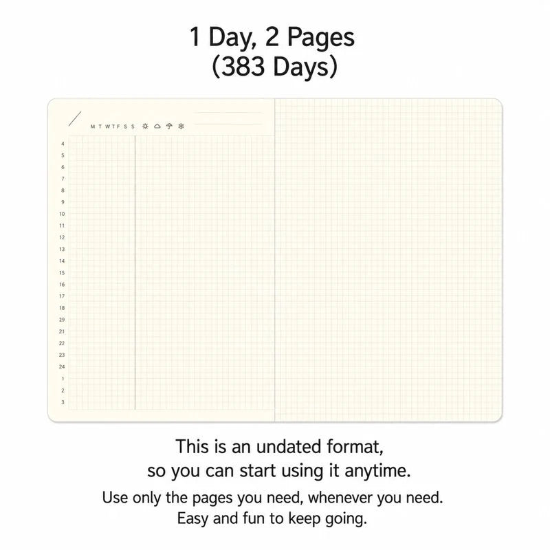 Midori Hibino Free Diary A6 - Brown (Undated Daily)
