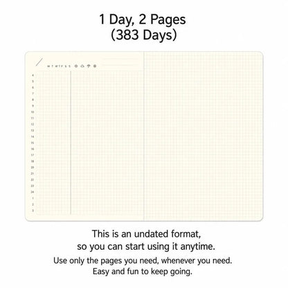 Midori Hibino Free Diary A6 - Brown (Undated Daily)