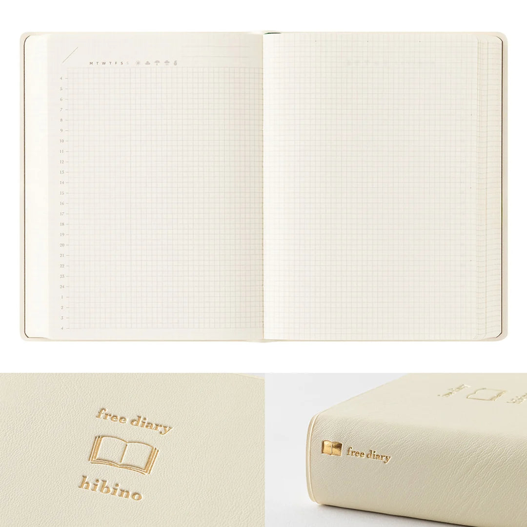Midori Hibino Free Diary A6 - Ivory (Undated Daily)