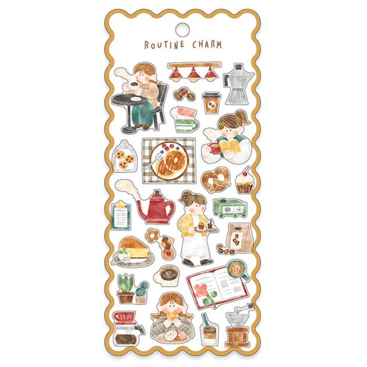 Mind Wave Routine Charm Sticker Sheet - Cafe