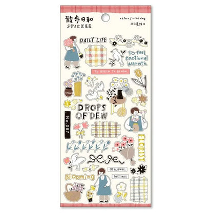 Mind Wave Walking Day Sticker Sheet - Flower Shop