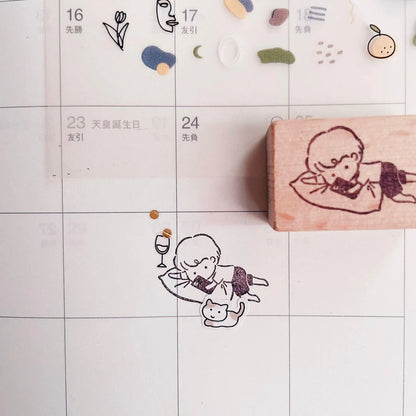 Msbulat Rubber Stamp - Boy With Phone 'Tik'