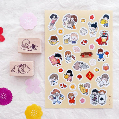 Msbulat Rubber Stamp - Girl With Phone 'Tok'