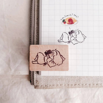 Msbulat Rubber Stamp - Girl With Phone 'Tok'