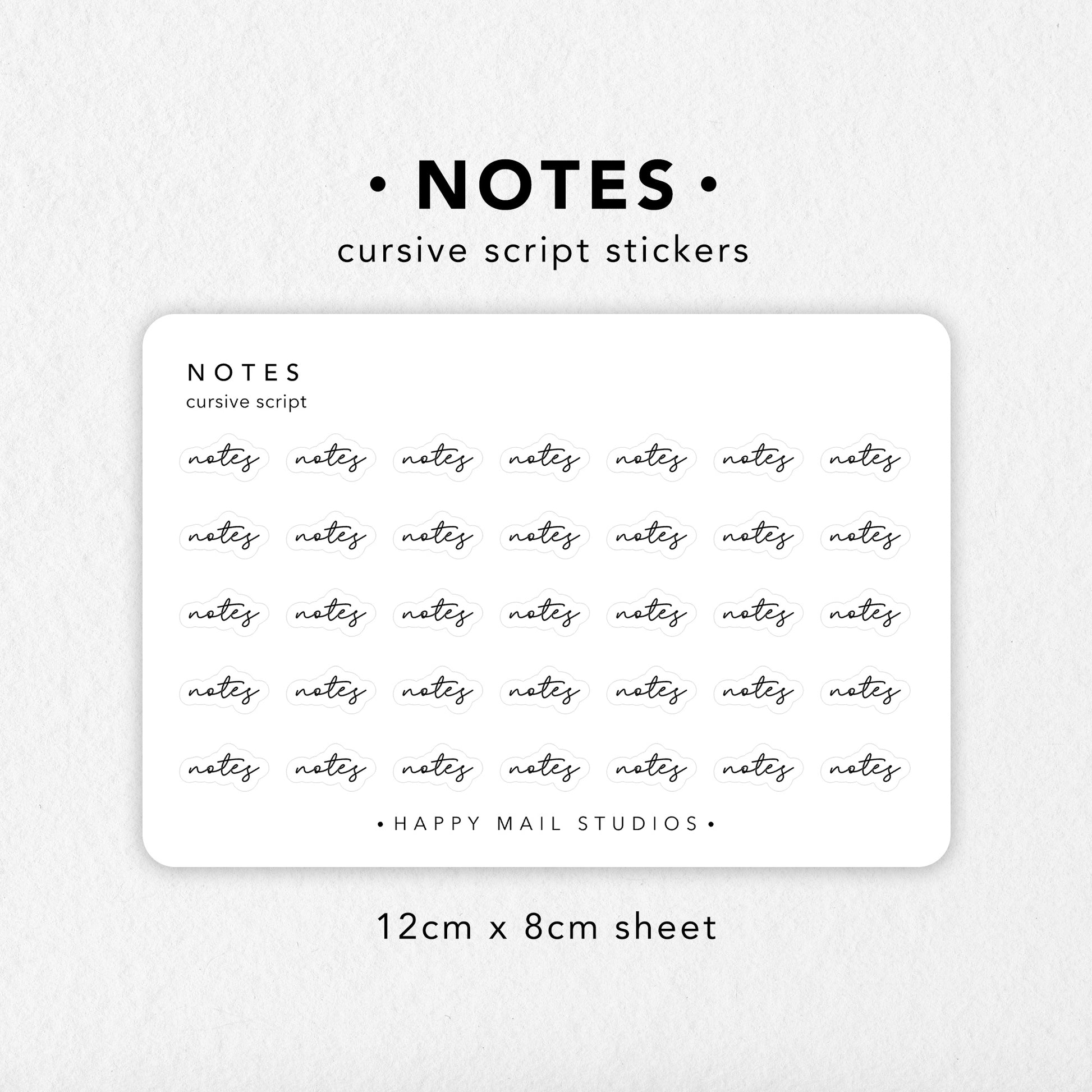 Notes Cursive Script Stickers – Happy Mail Studios