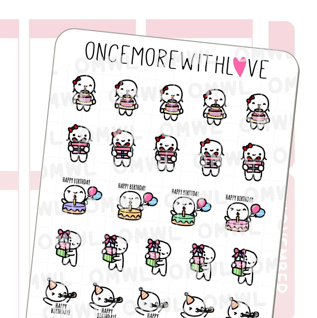 Once More With Love Sticker Sheet - Birthday Deco