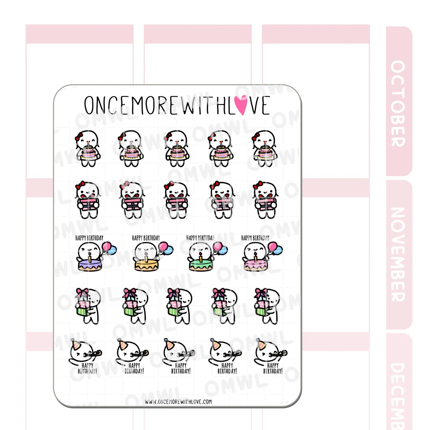 Once More With Love Sticker Sheet - Birthday Deco