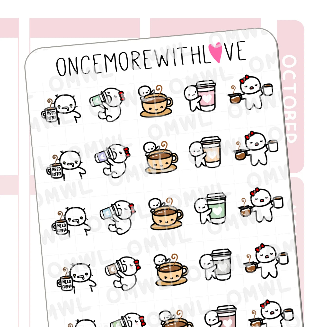 Once More With Love Sticker Sheet - Coffee 2.0 Munchkins