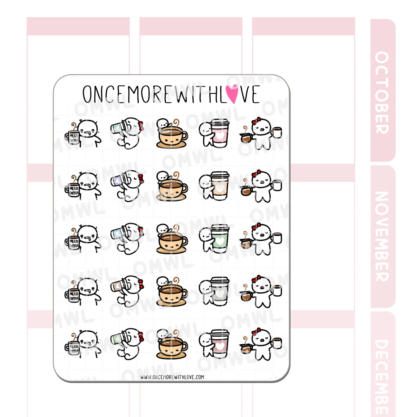 Once More With Love Sticker Sheet - Coffee 2.0 Munchkins