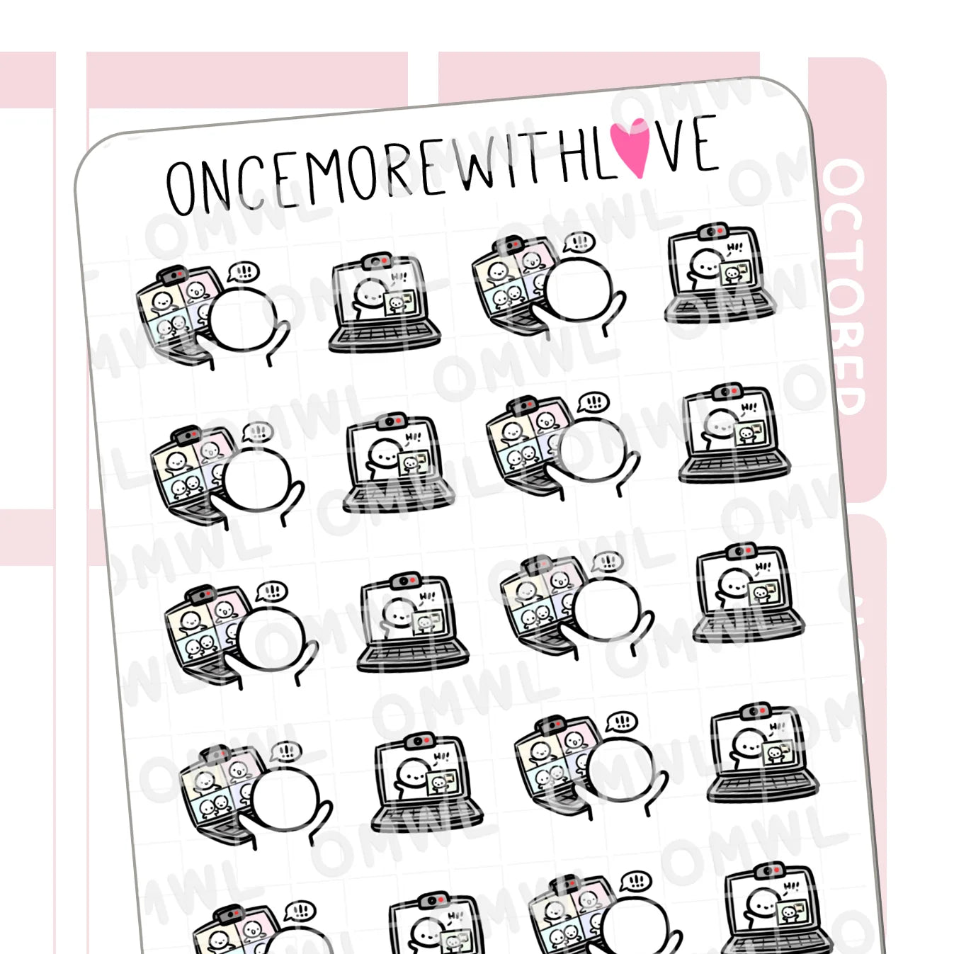 Once More With Love Sticker Sheet - Computer Conference Call