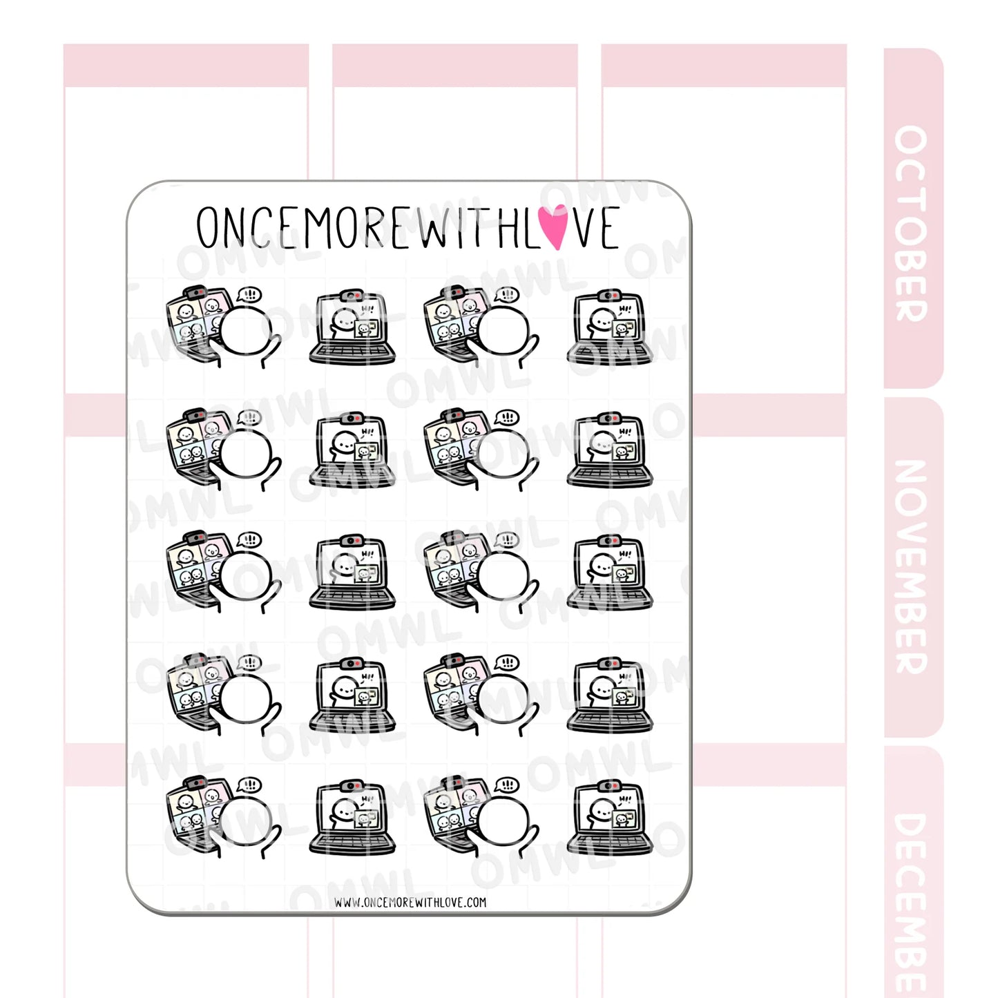 Once More With Love Sticker Sheet - Computer Conference Call