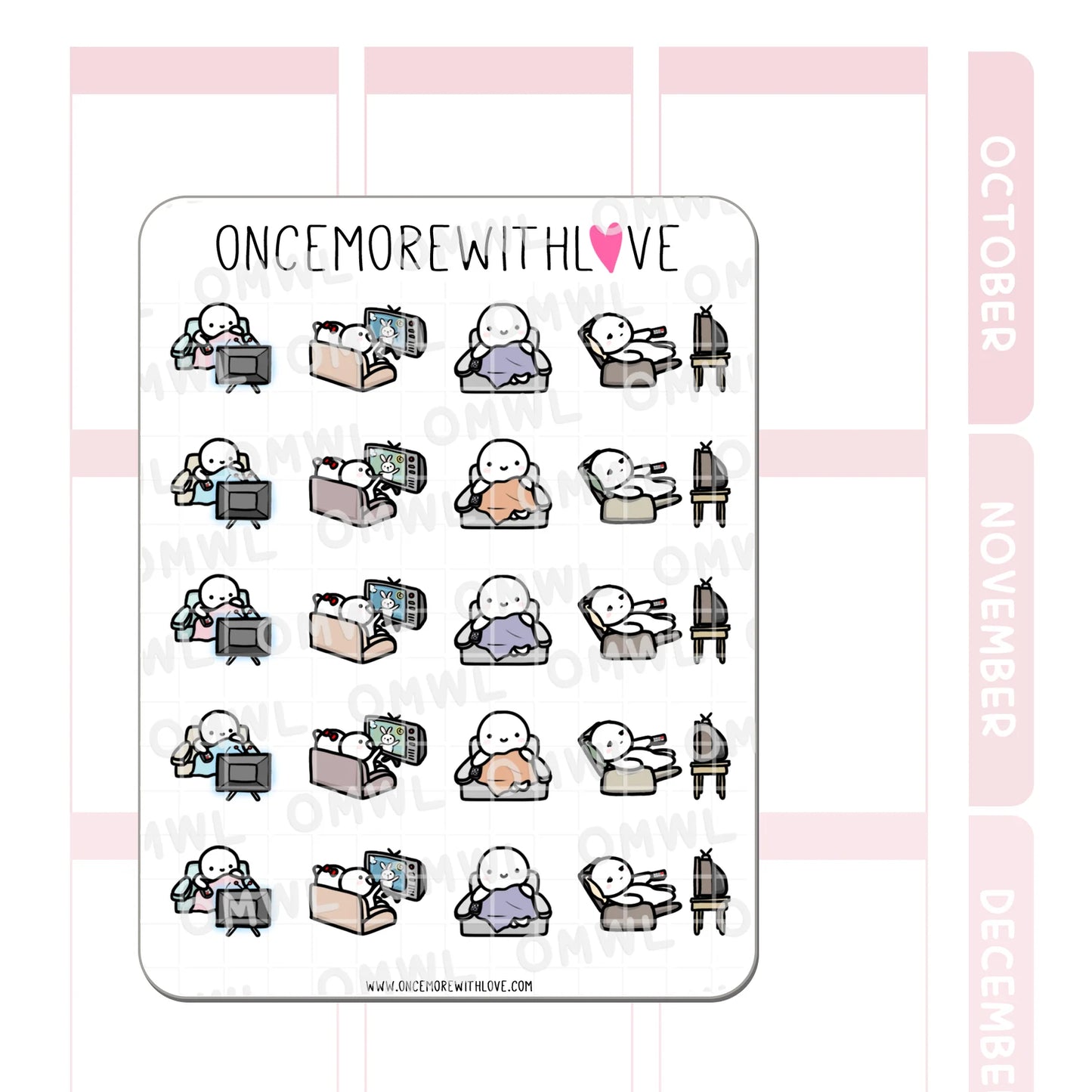 Once More With Love Sticker Sheet - Couch Potato