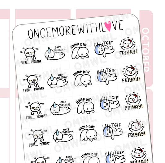 Once More With Love Sticker Sheet - Days of the Week Munchkins