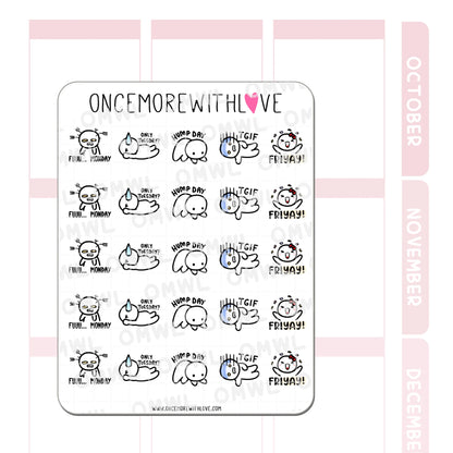 Once More With Love Sticker Sheet - Days of the Week Munchkins
