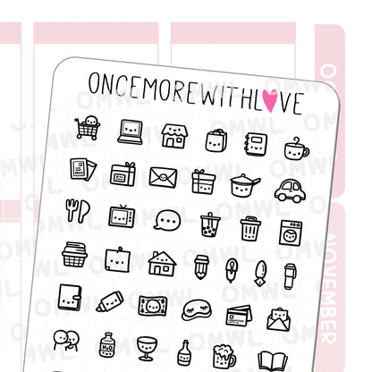 Once More With Love Sticker Sheet - Doodled Icons Pt. 1