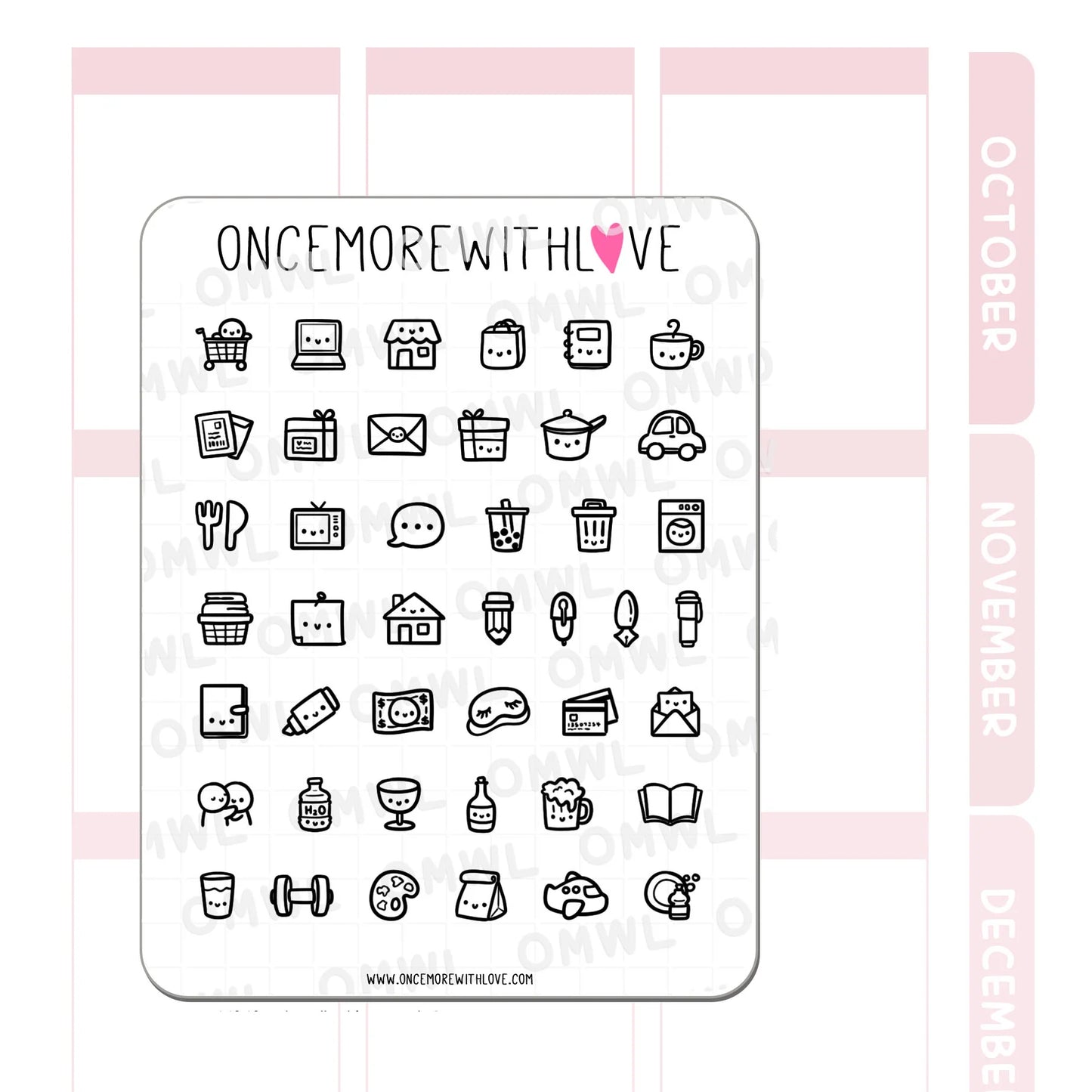 Once More With Love Sticker Sheet - Doodled Icons Pt. 1