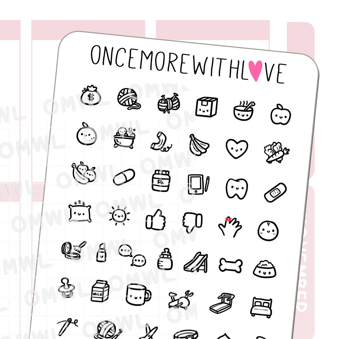 Once More With Love Sticker Sheet - Doodled Icons Pt. 2