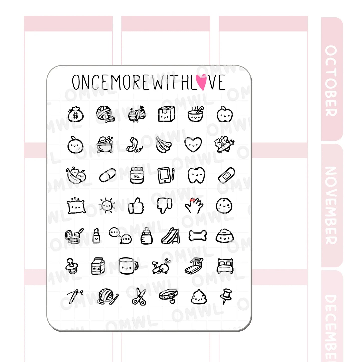 Once More With Love Sticker Sheet - Doodled Icons Pt. 2