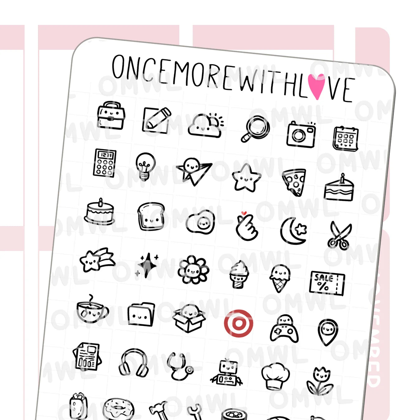 Once More With Love Sticker Sheet - Doodled Icons Pt. 3