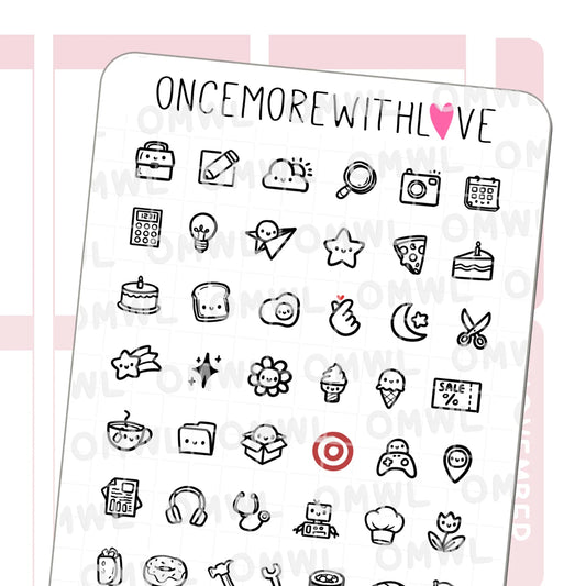 Once More With Love Sticker Sheet - Doodled Icons Pt. 3