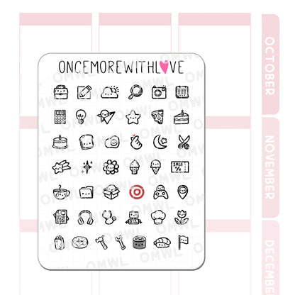 Once More With Love Sticker Sheet - Doodled Icons Pt. 3