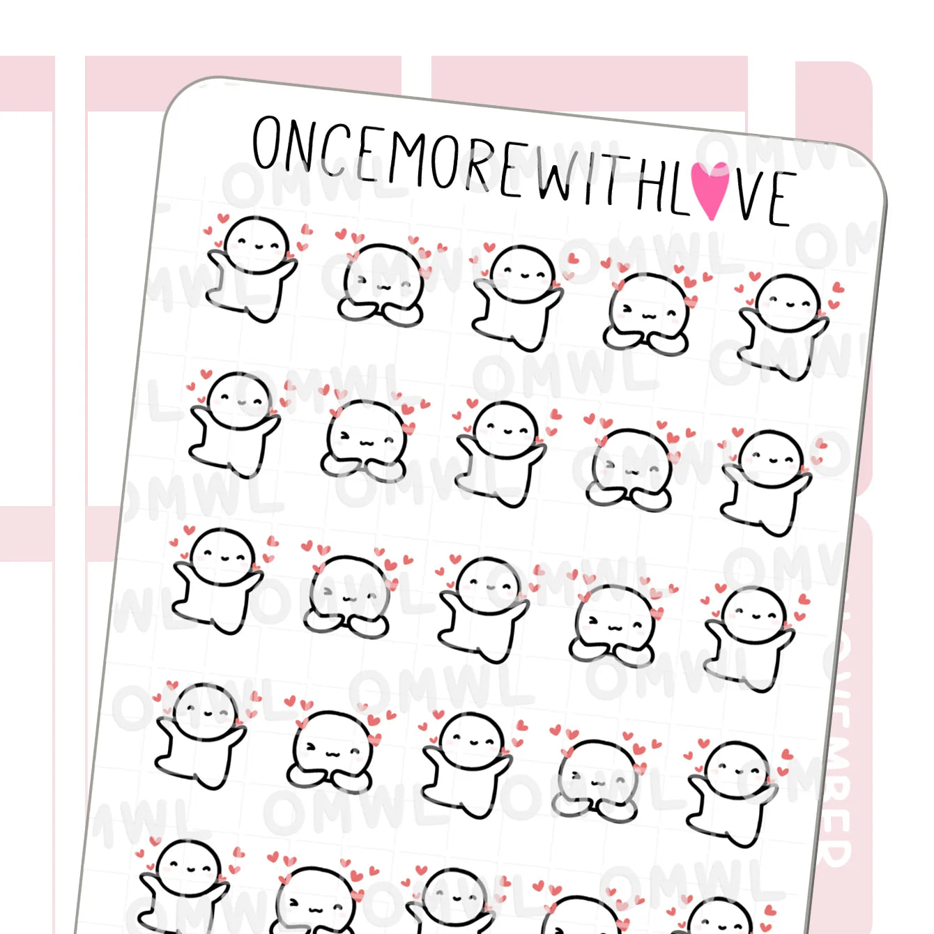 Once More With Love Sticker Sheet - Floating Hearts