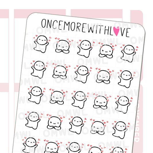 Once More With Love Sticker Sheet - Floating Hearts