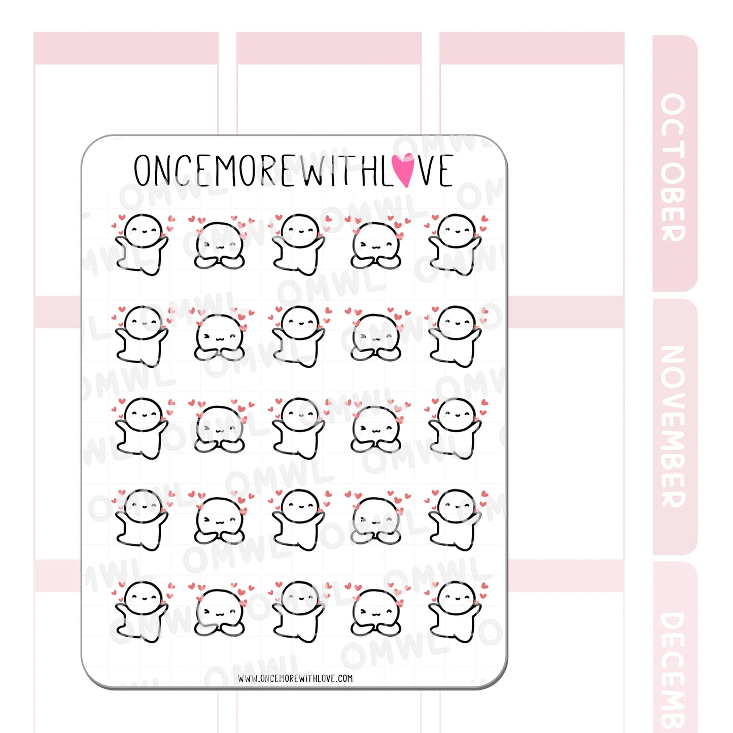 Once More With Love Sticker Sheet - Floating Hearts