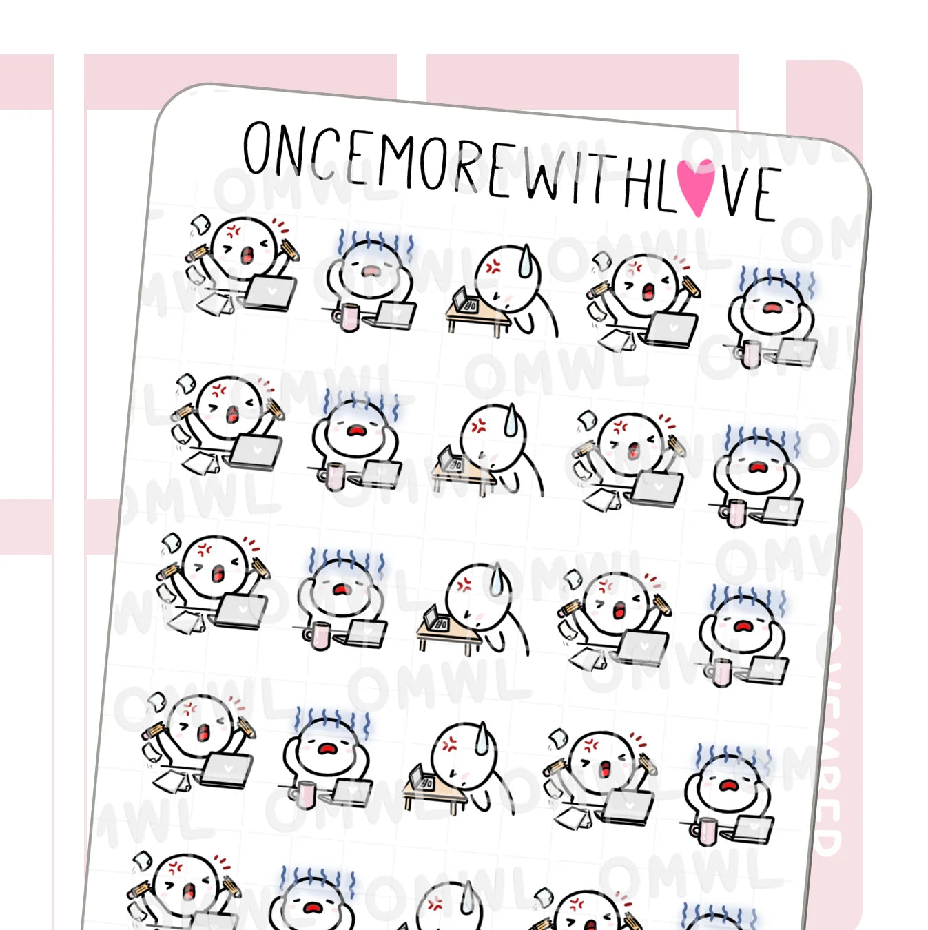 Once More With Love Sticker Sheet - Frustrated with Work