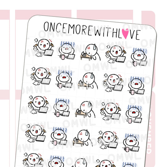Once More With Love Sticker Sheet - Frustrated with Work
