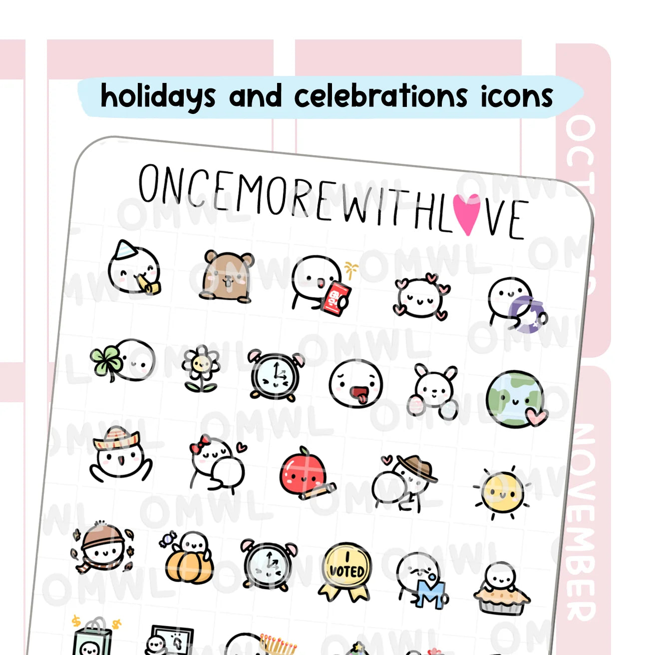 Once More With Love Sticker Sheet - Holidays and Celebrations Icons