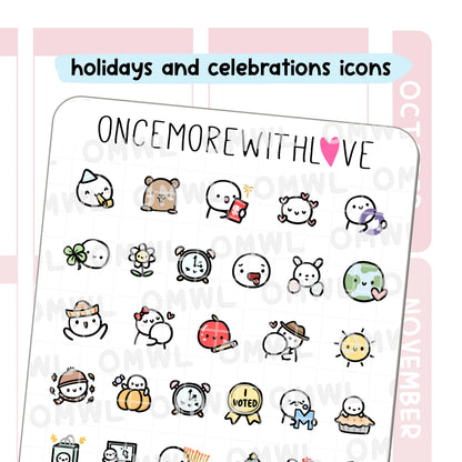Once More With Love Sticker Sheet - Holidays and Celebrations Icons