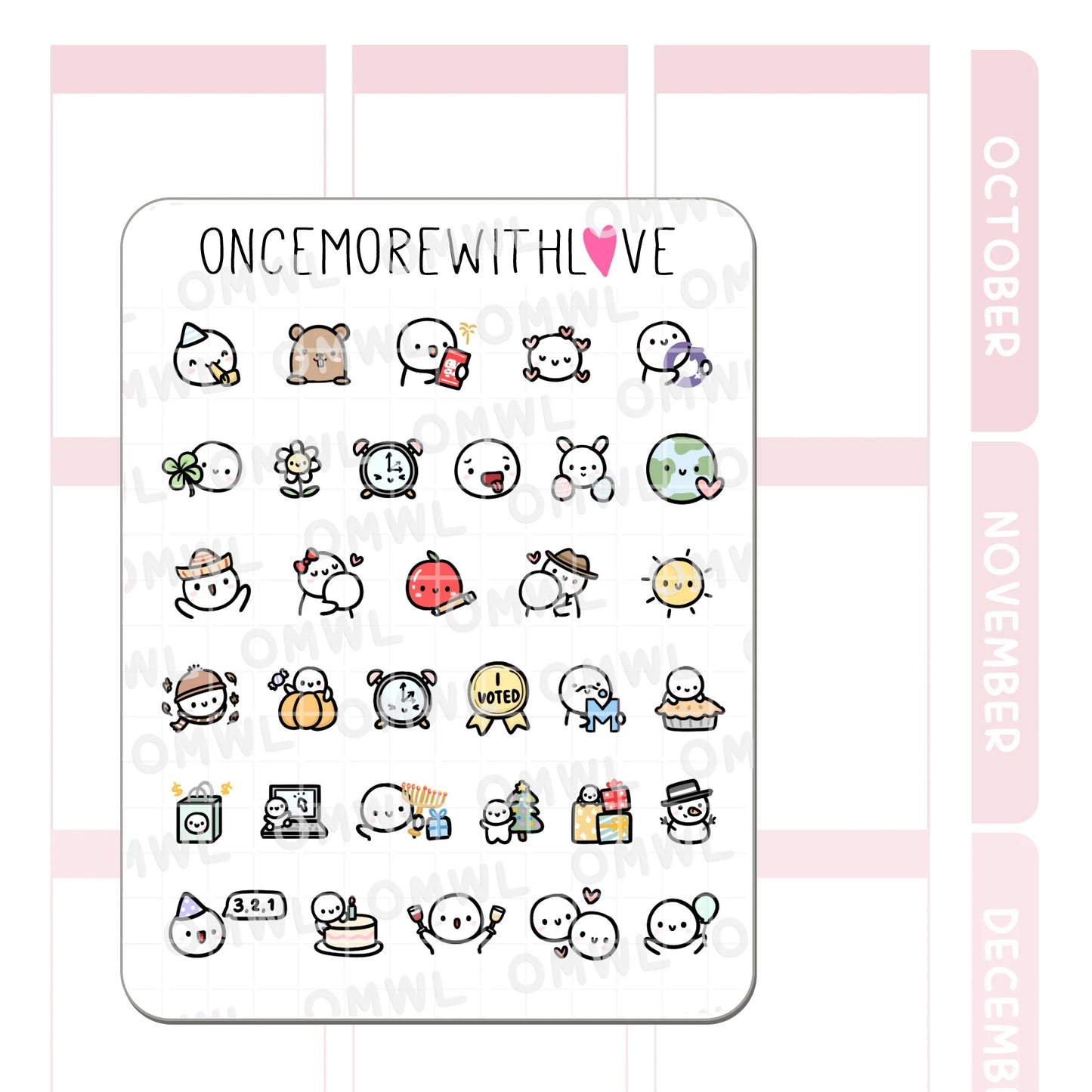 Once More With Love Sticker Sheet - Holidays and Celebrations Icons