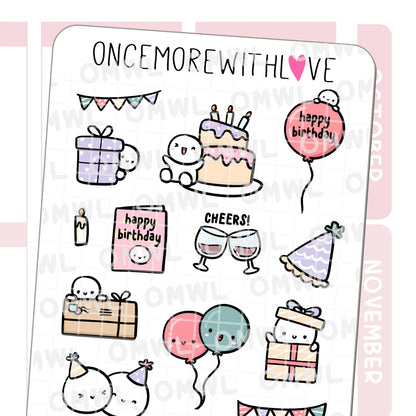 Once More With Love Sticker Sheet - Large Birthday Deco Doodles