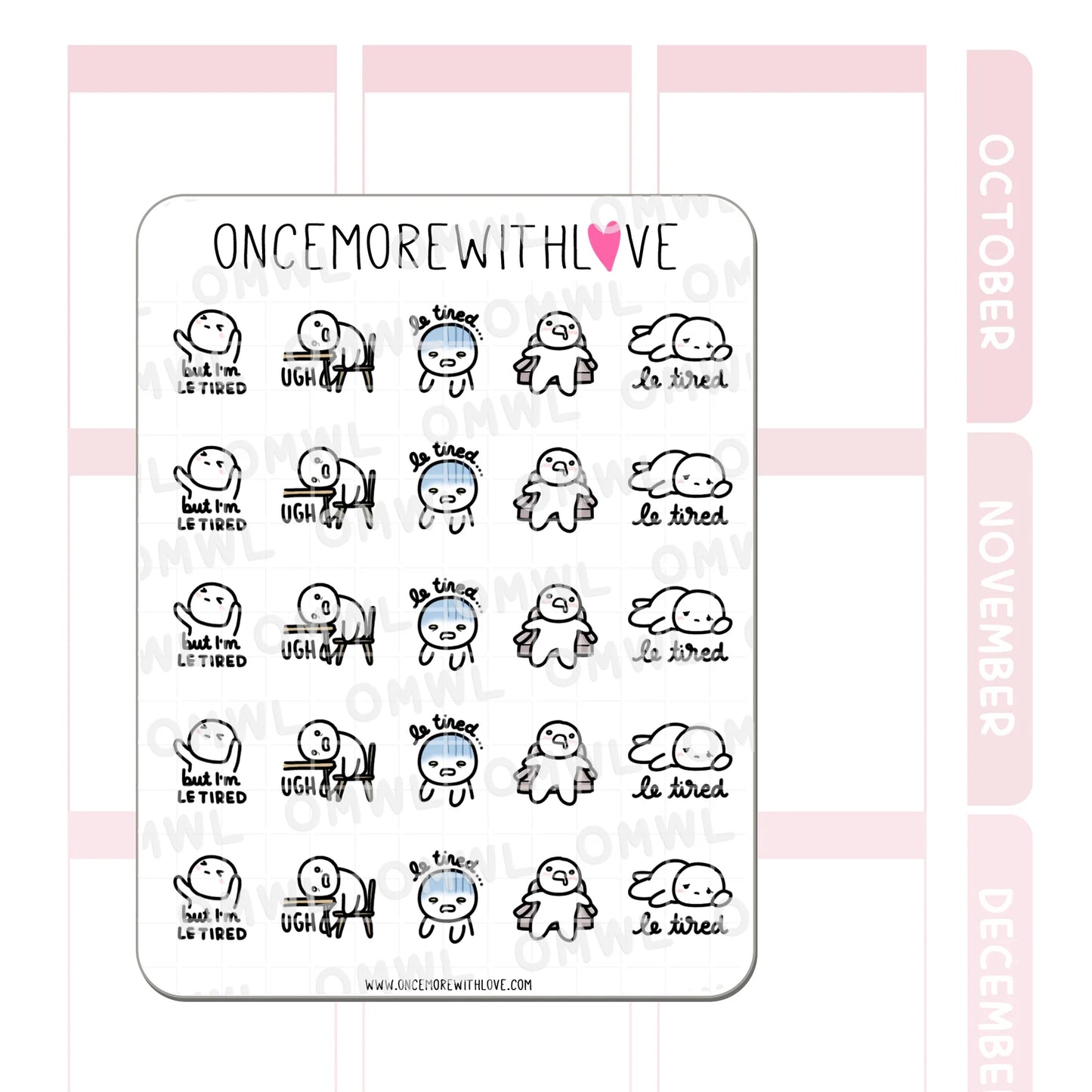 Once More With Love Sticker Sheet - Le Tired