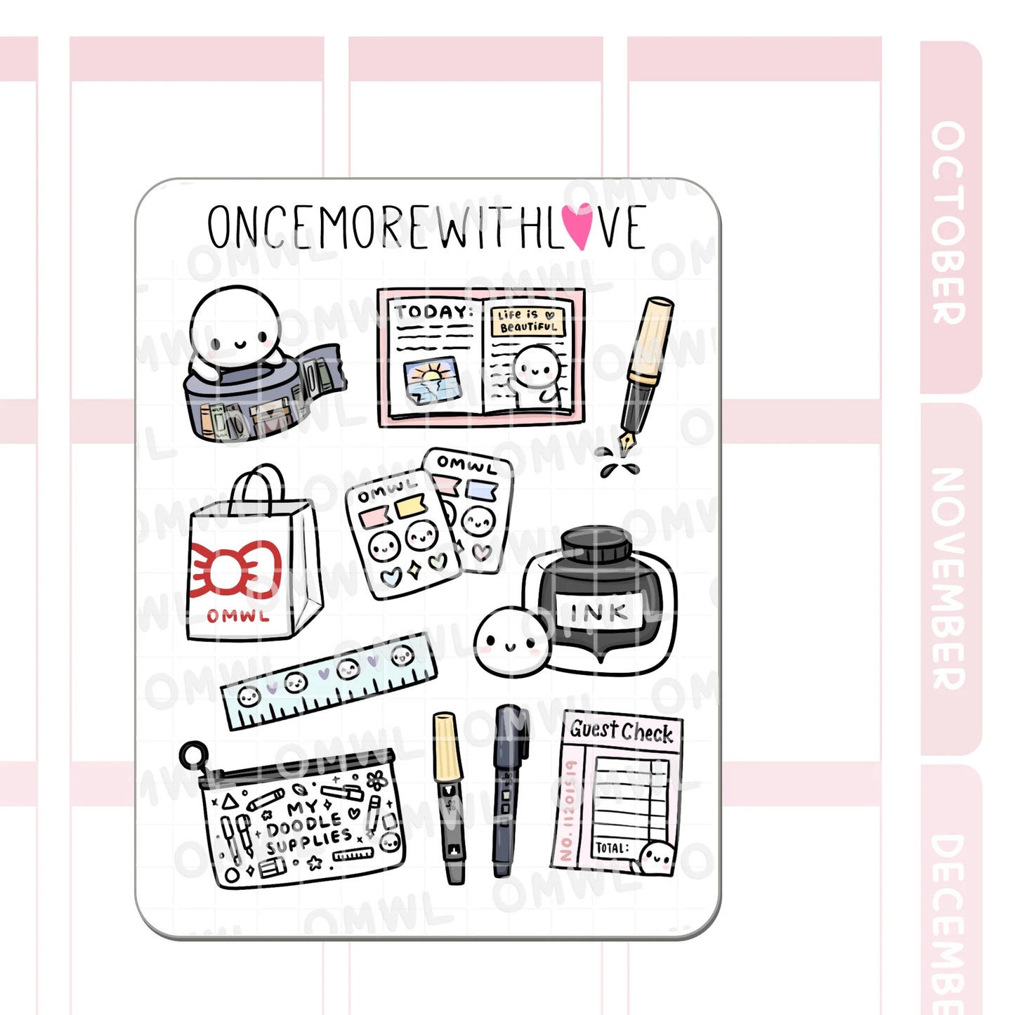 Once More With Love Sticker Sheet - Little Craft Fest Large Deco