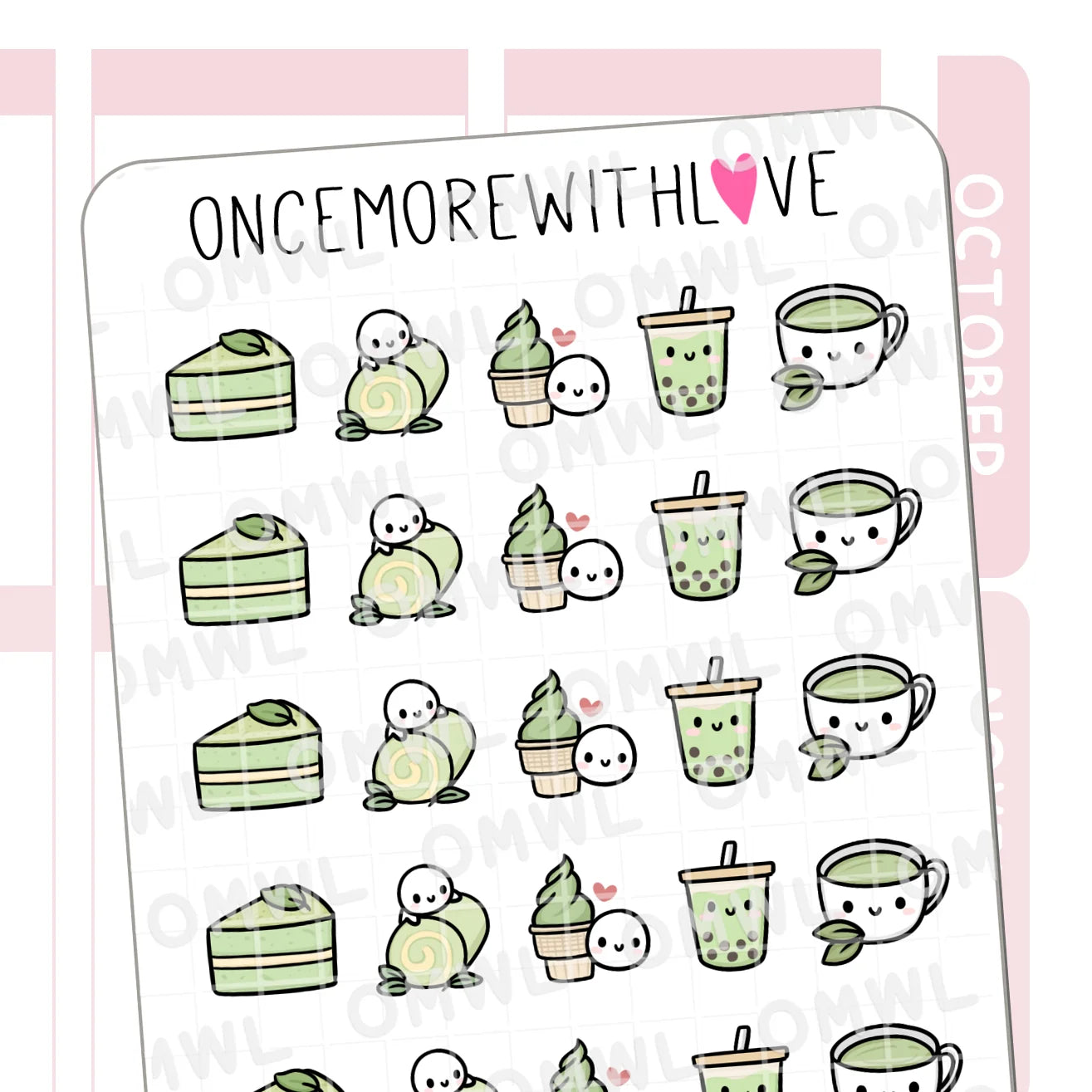 Once More With Love Sticker Sheet - Matcha Treats