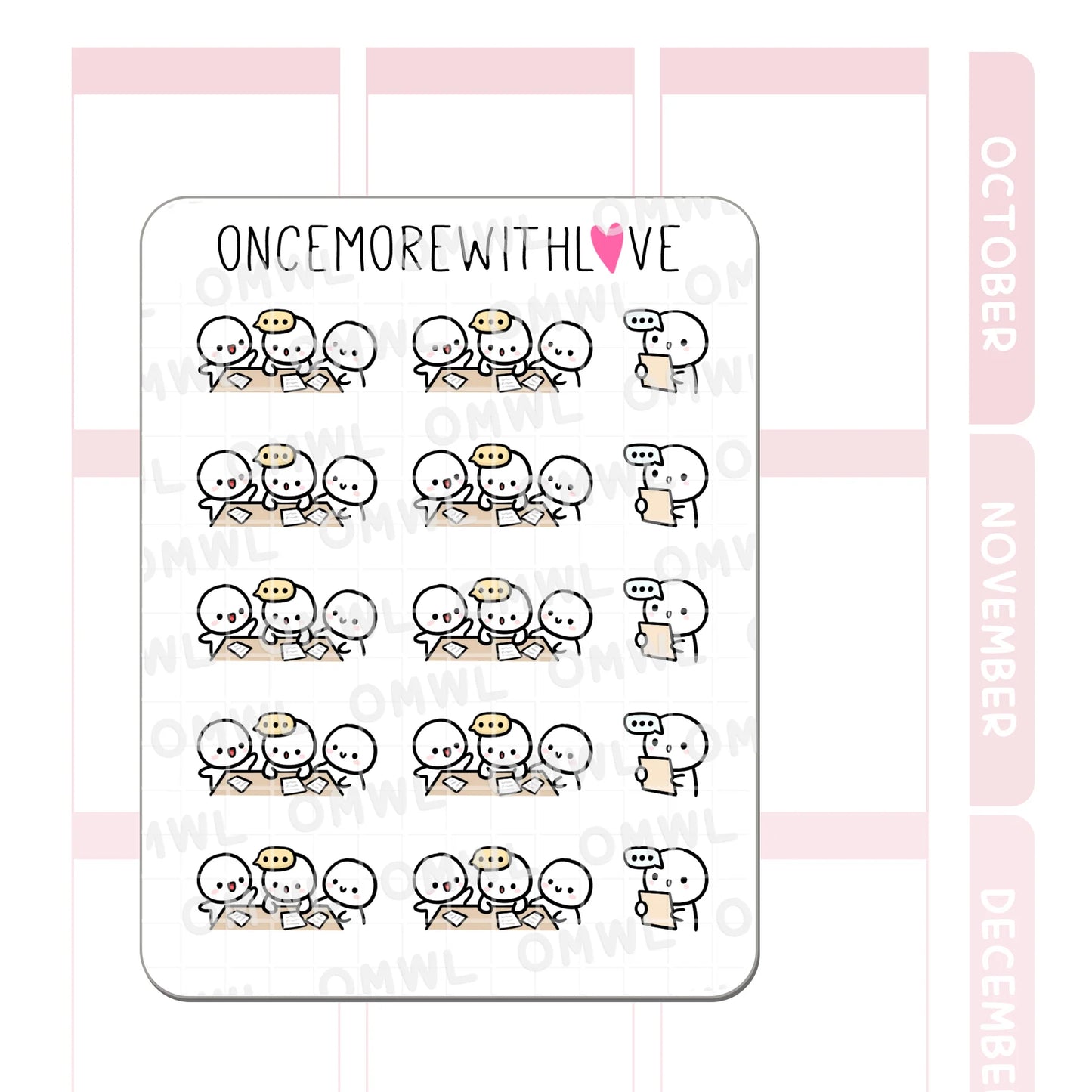 Once More With Love Sticker Sheet - Meeting 3.0 Munchkins