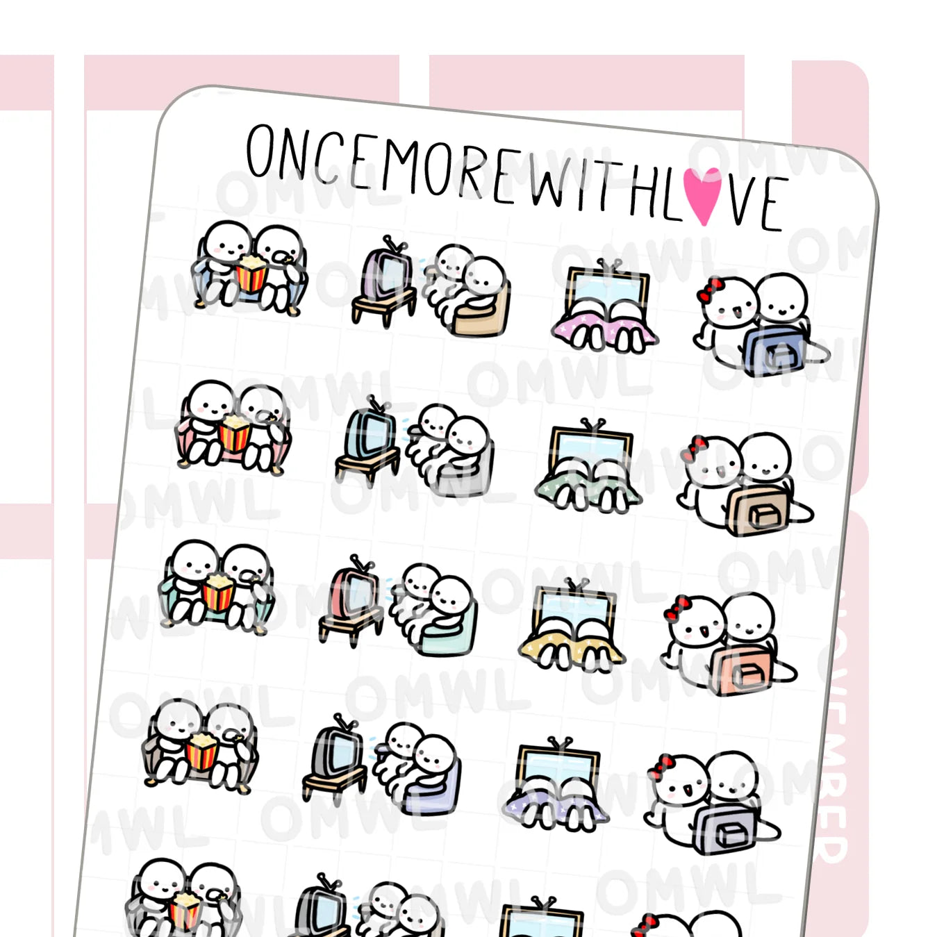 Once More With Love Sticker Sheet - Movie and TV Couple