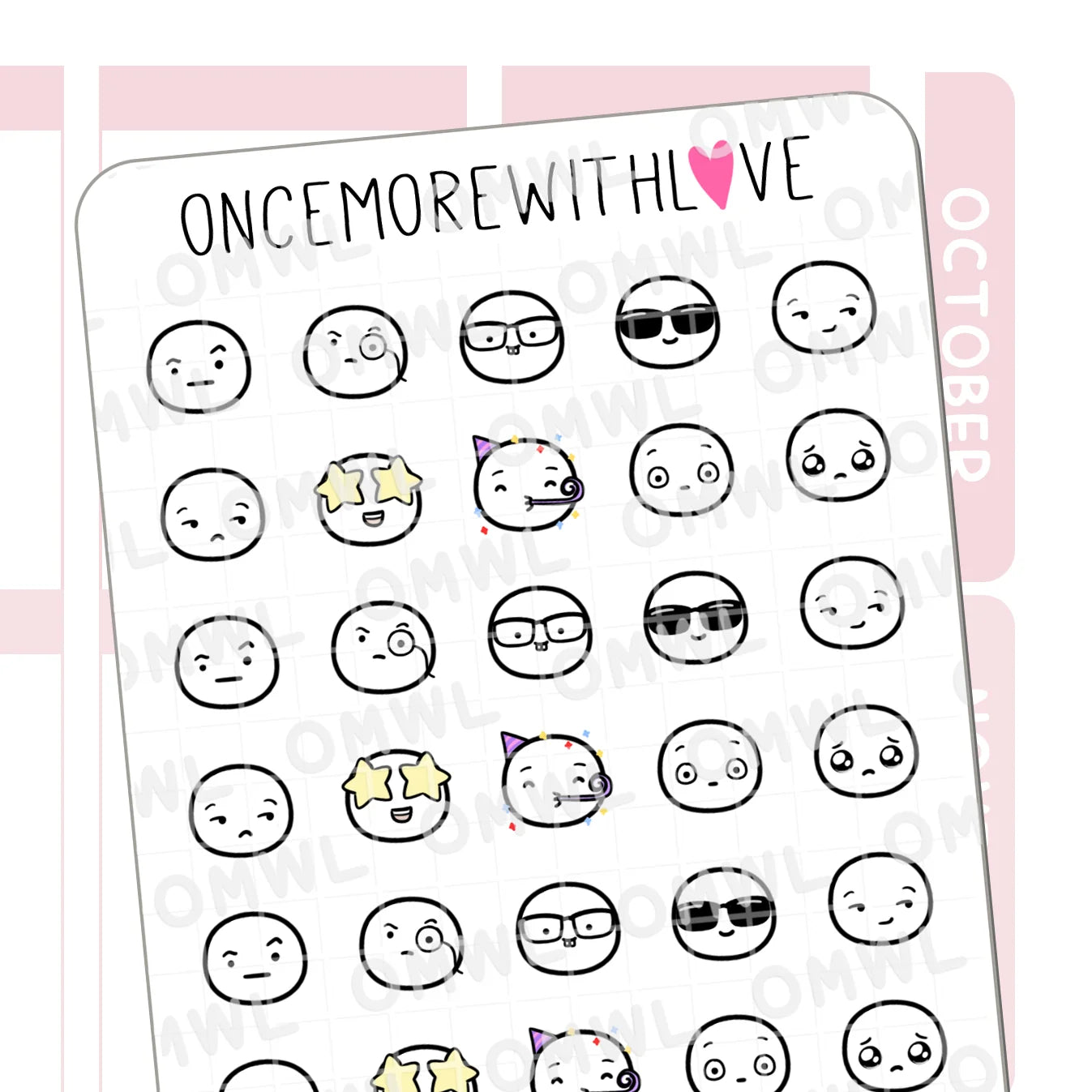 Once More With Love Sticker Sheet - Munchkin Emojis Pt. 4