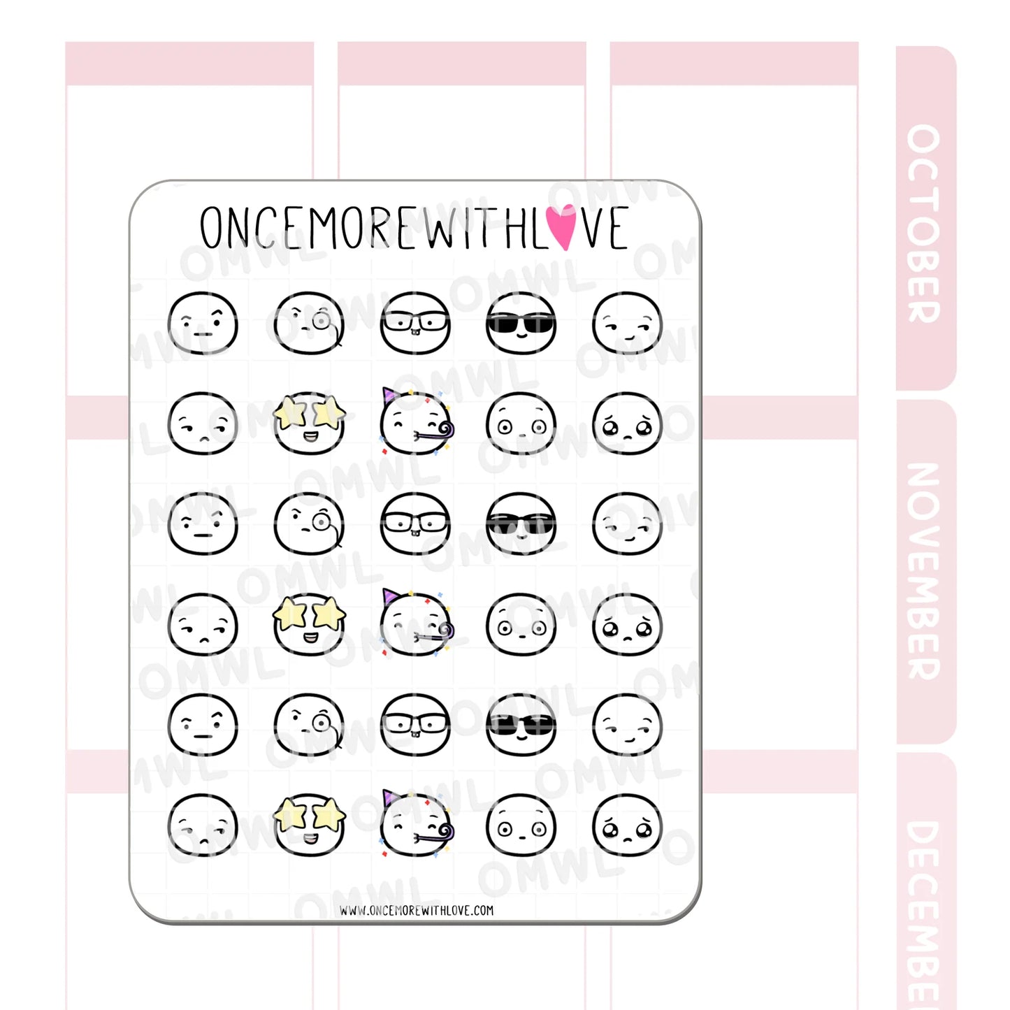 Once More With Love Sticker Sheet - Munchkin Emojis Pt. 4