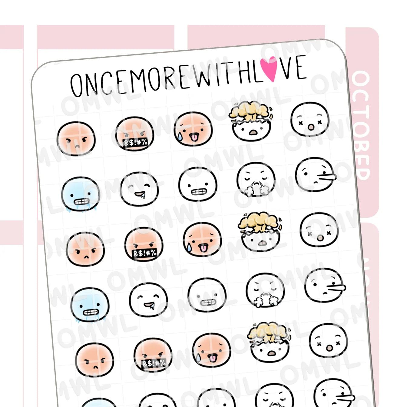 Once More With Love Sticker Sheet - Munchkin Emojis Pt. 6