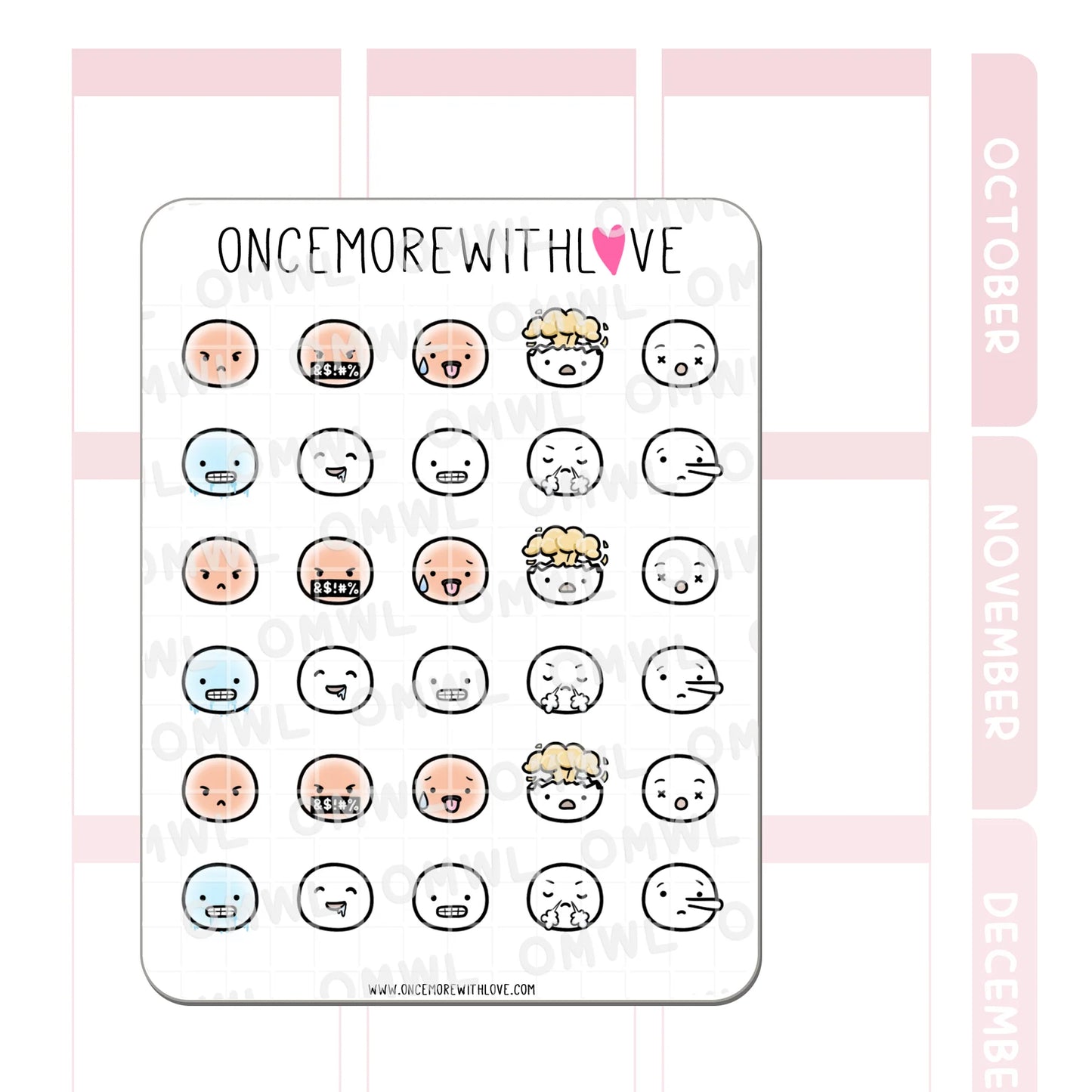 Once More With Love Sticker Sheet - Munchkin Emojis Pt. 6