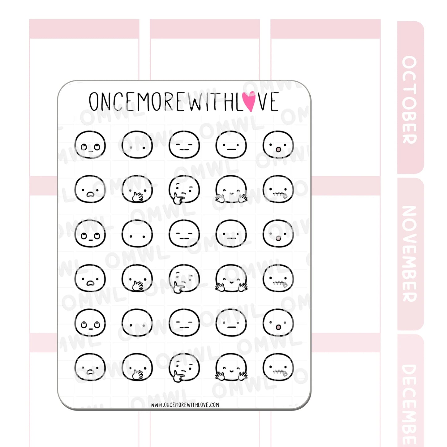 Once More With Love Sticker Sheet - Munchkin Emojis Pt. 7