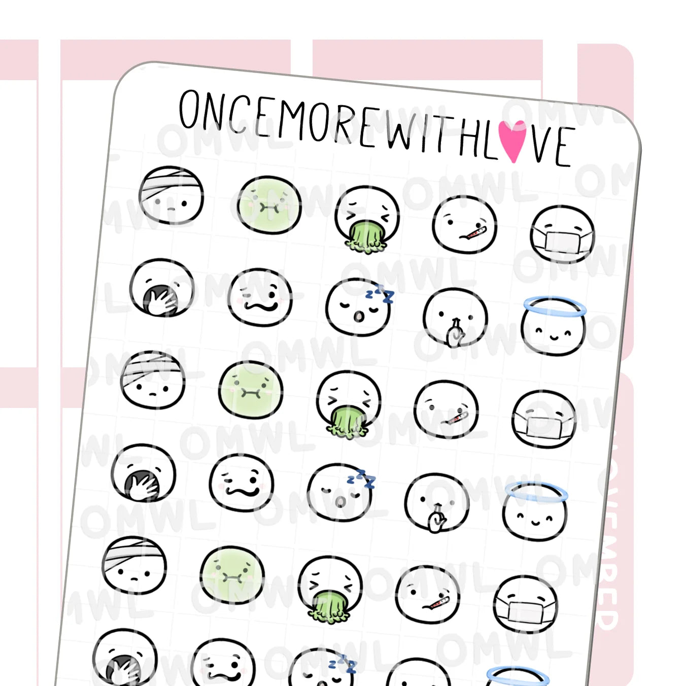 Once More With Love Sticker Sheet - Munchkin Emojis Pt. 8