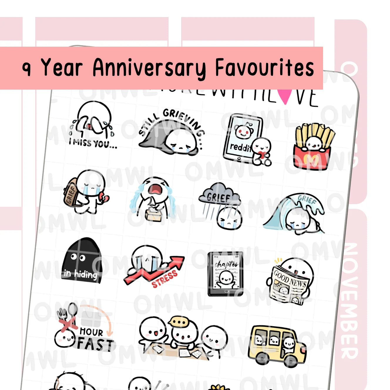 Once More With Love Sticker Sheet - Nine Year Anniversary Favourites