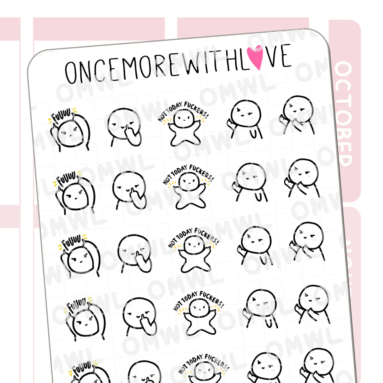 Once More With Love Sticker Sheet - Not Today F*ckers