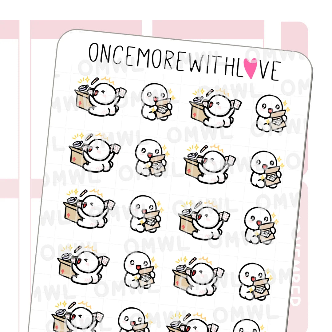 Once More With Love Sticker Sheet - Opening Happy Mail