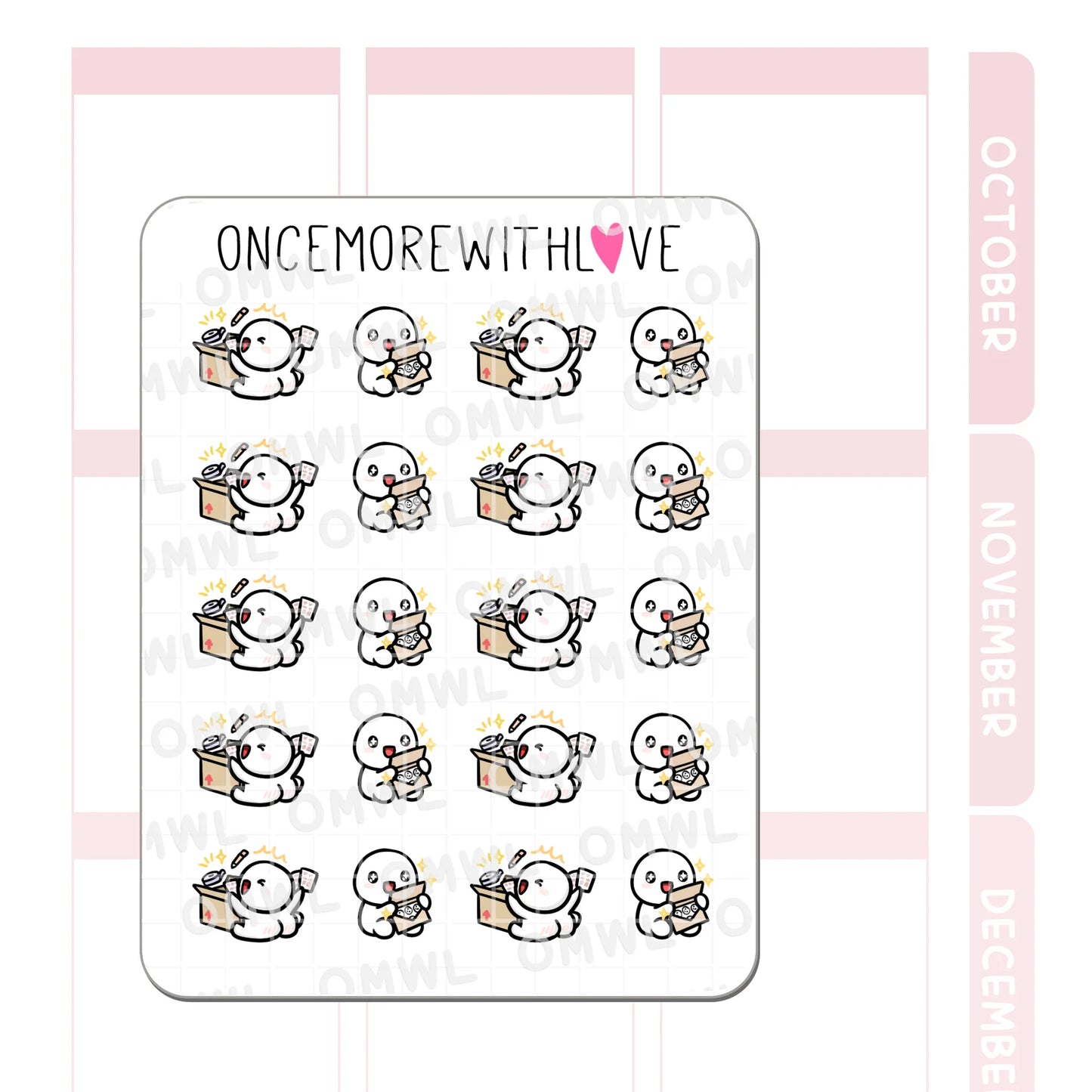 Once More With Love Sticker Sheet - Opening Happy Mail